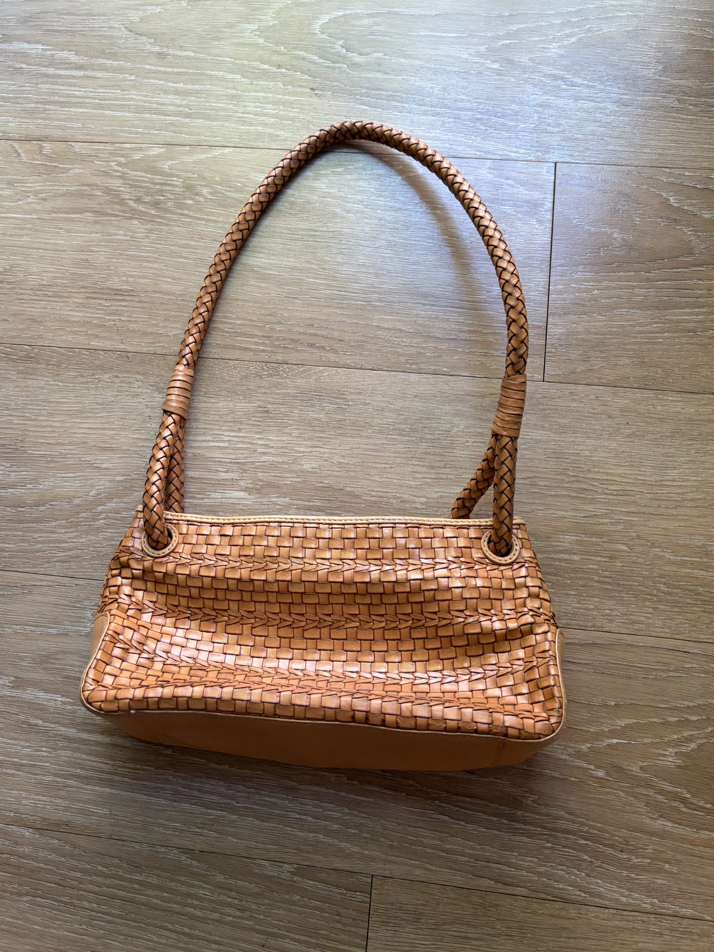 Vintage Fossil Woven Tan Leather Shoulder Bag - Picture 7 of 15